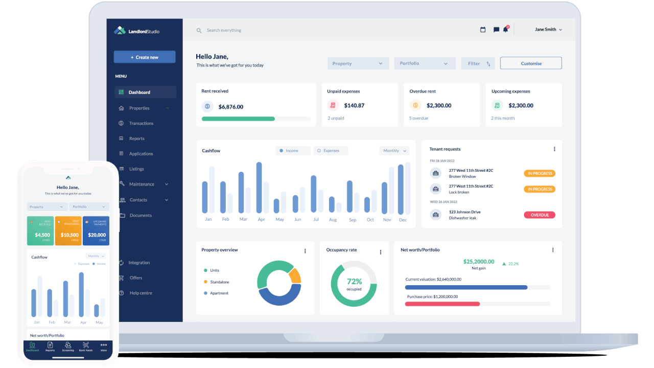 Landlord studio dashboard